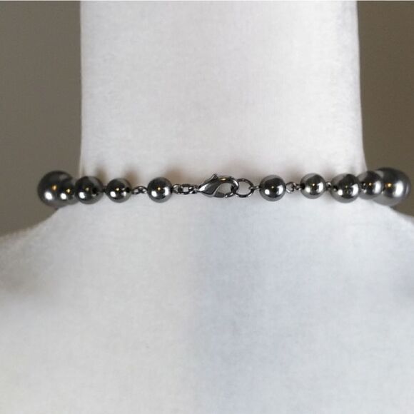 Necklace-18" Clear, gray and hematite beads - Picture 4 of 5
